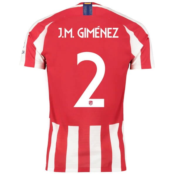 Tailandia Camiseta Atletico Madrid NO.2 J.M.Giménez Primera equipación 2019-2020 Rojo